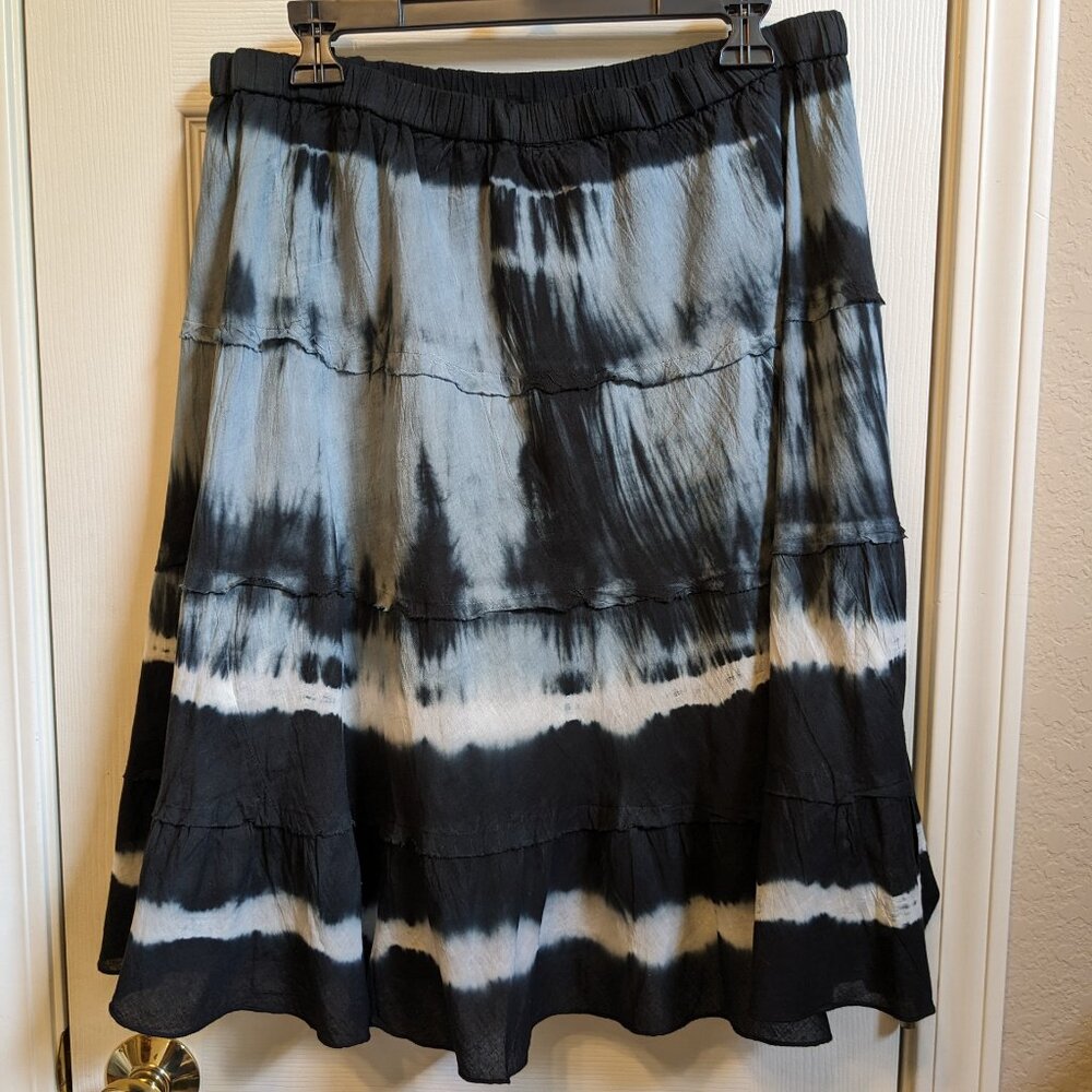 Studio West Artsy Tie-dye Skirt 100% Cotton Lined Elastic Waist - Picture 2 of 7